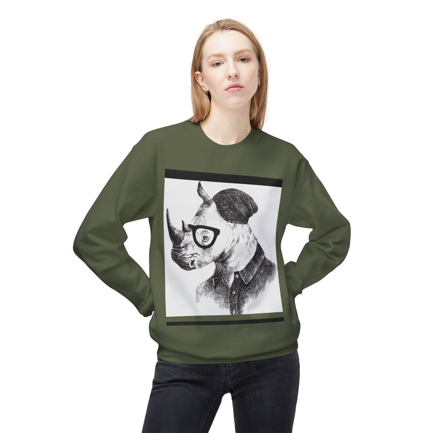 Cool Rhino and Sneakers Fleece Sweatshirt for Trendsetters