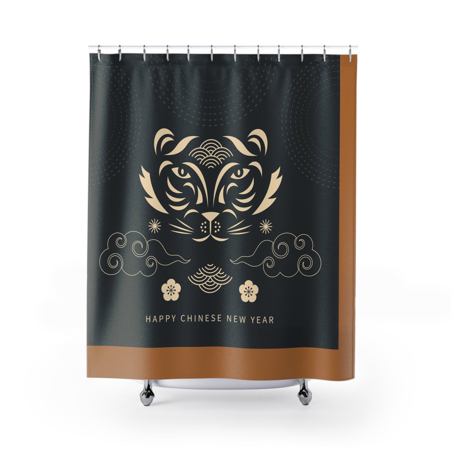 Chinese New Year Tiger Shower Curtain - Festive Bathroom Decor for Lunar New Year