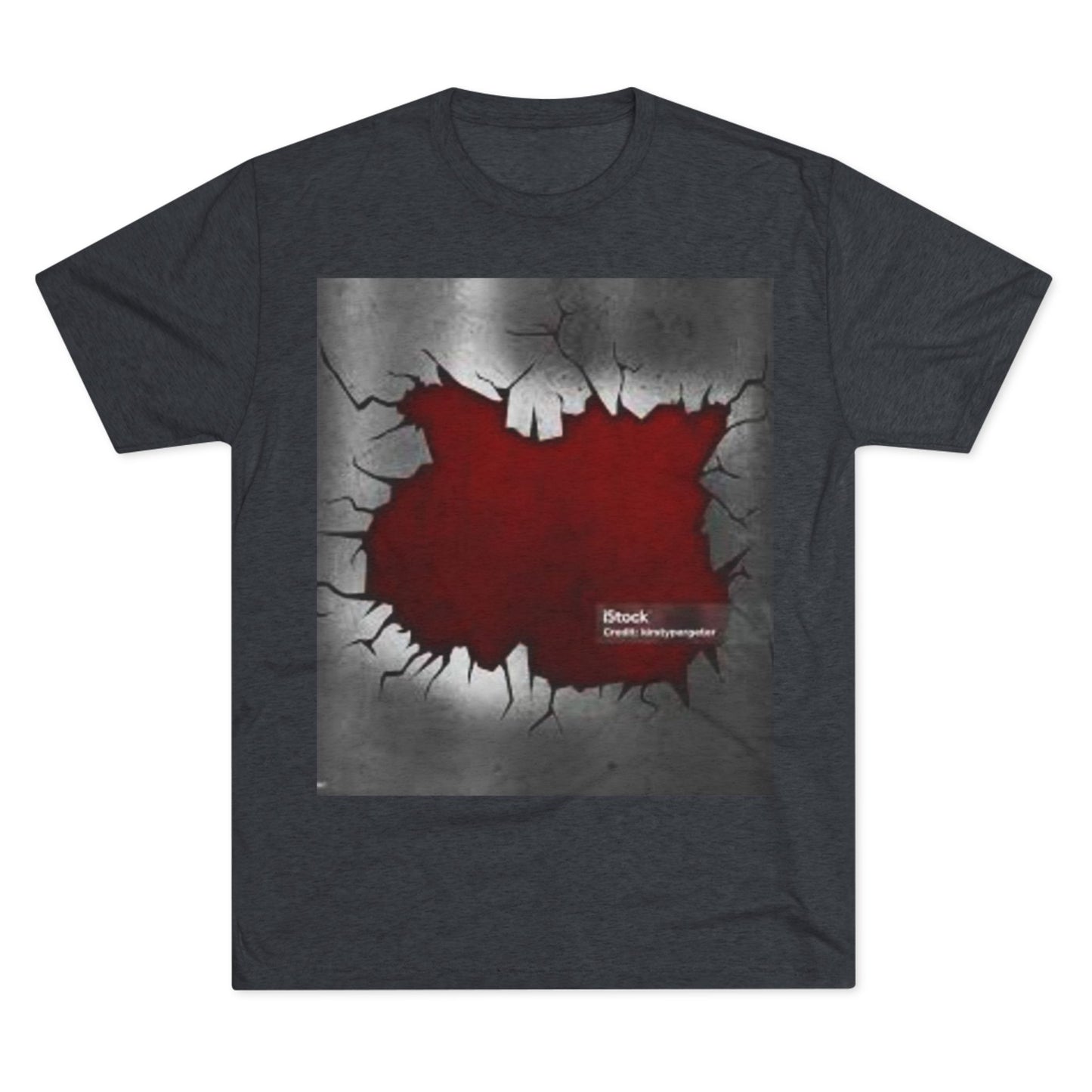 Bold Graphic Unisex Tri-Blend Crew Tee - Edgy Cracked Wall Design