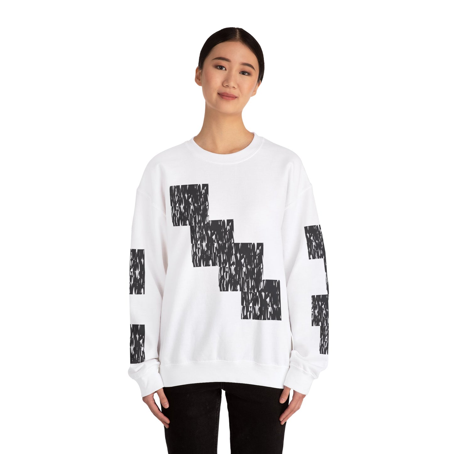 Trendy Graphic Crewneck Sweatshirt | Modern Abstract Black & White Design
