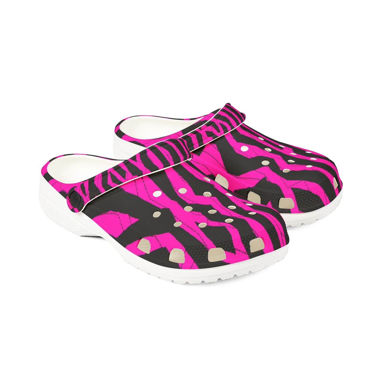 Trendy Pink Zebra Clogs - EVA Foam Rubber Shoes for Comfort & Style