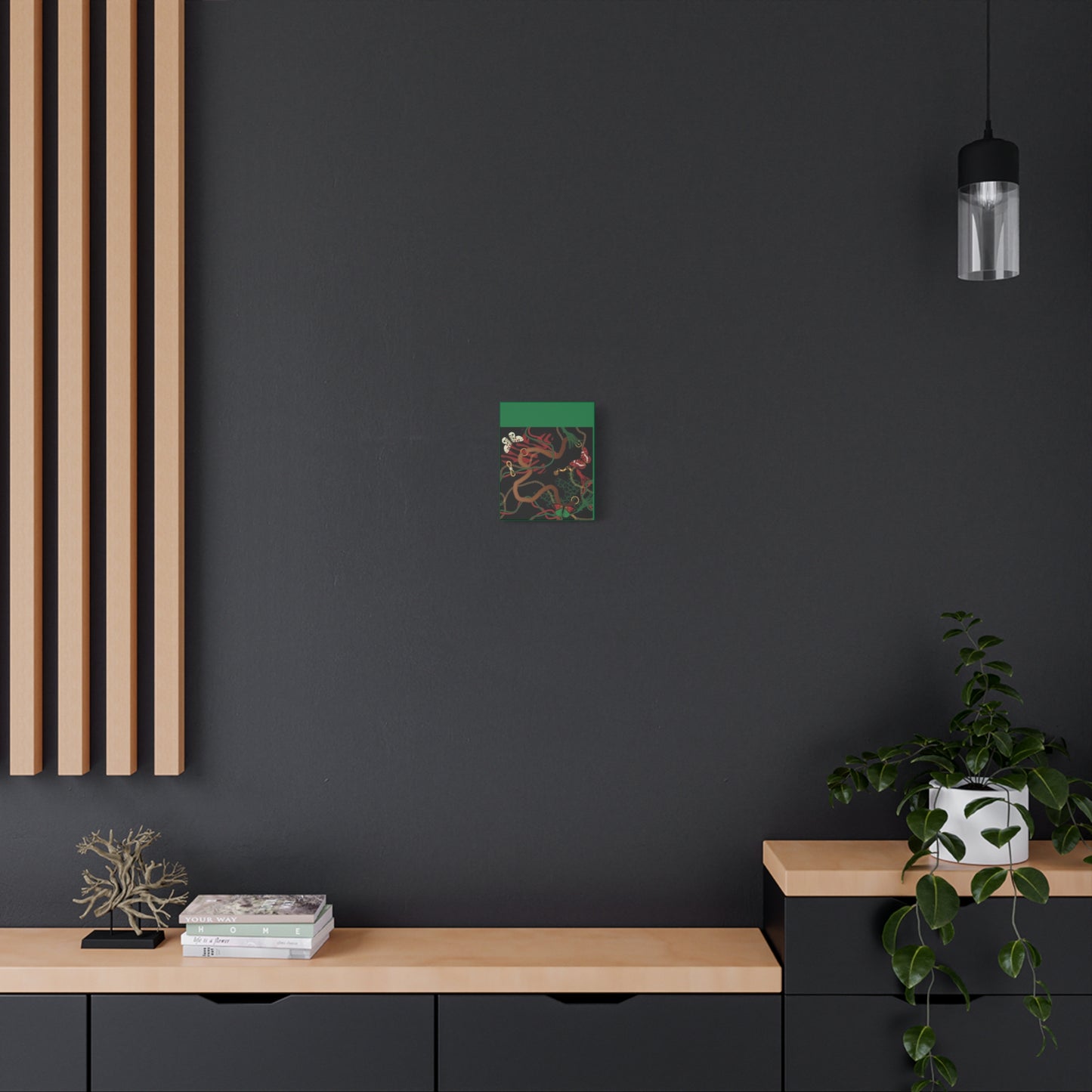 Elegant Matte Canvas Wall Art - Unique Mixed Pattern with Butterflies & Chains