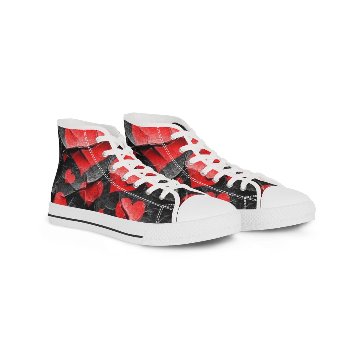 Heart Pattern High Top Sneakers for Men - Stylish Valentine's Day Footwear