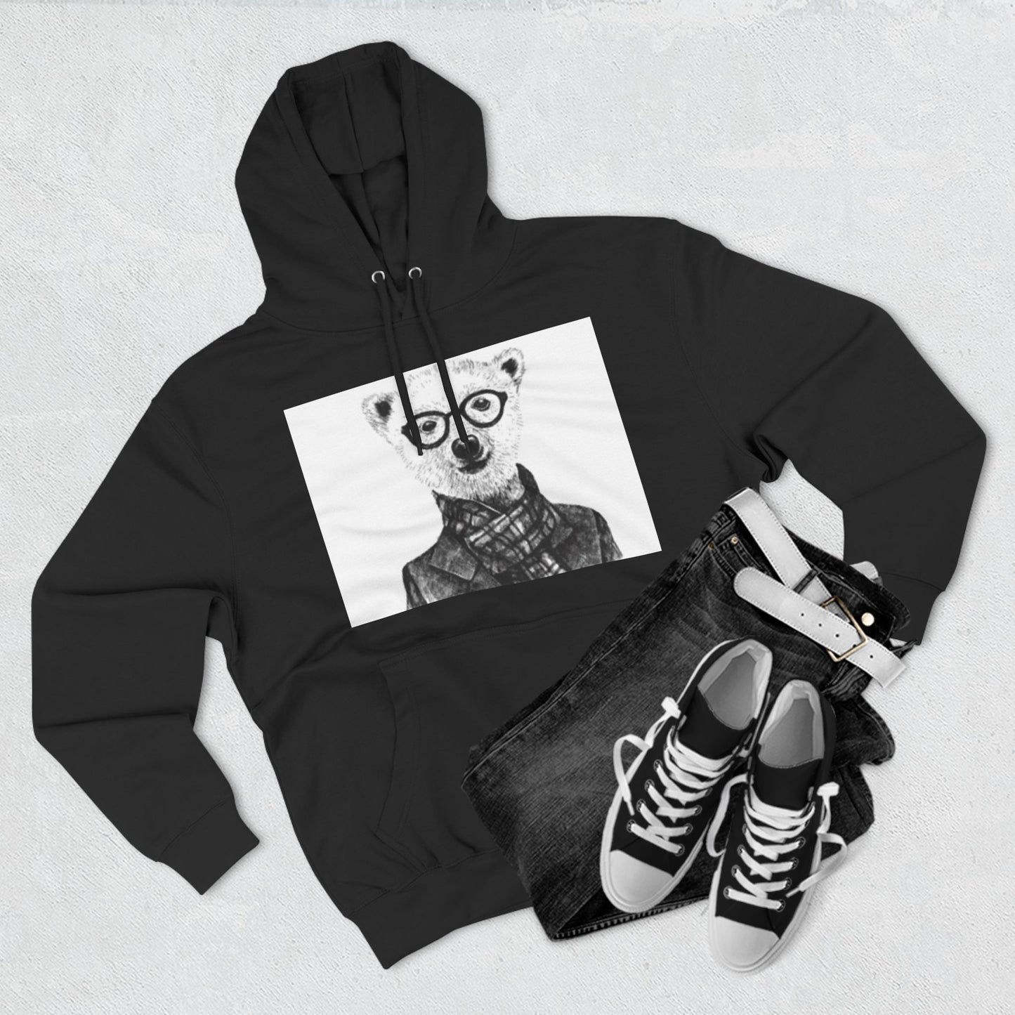 Cute Polar Bear Hoodie - Cozy Fleece with Glasses Design