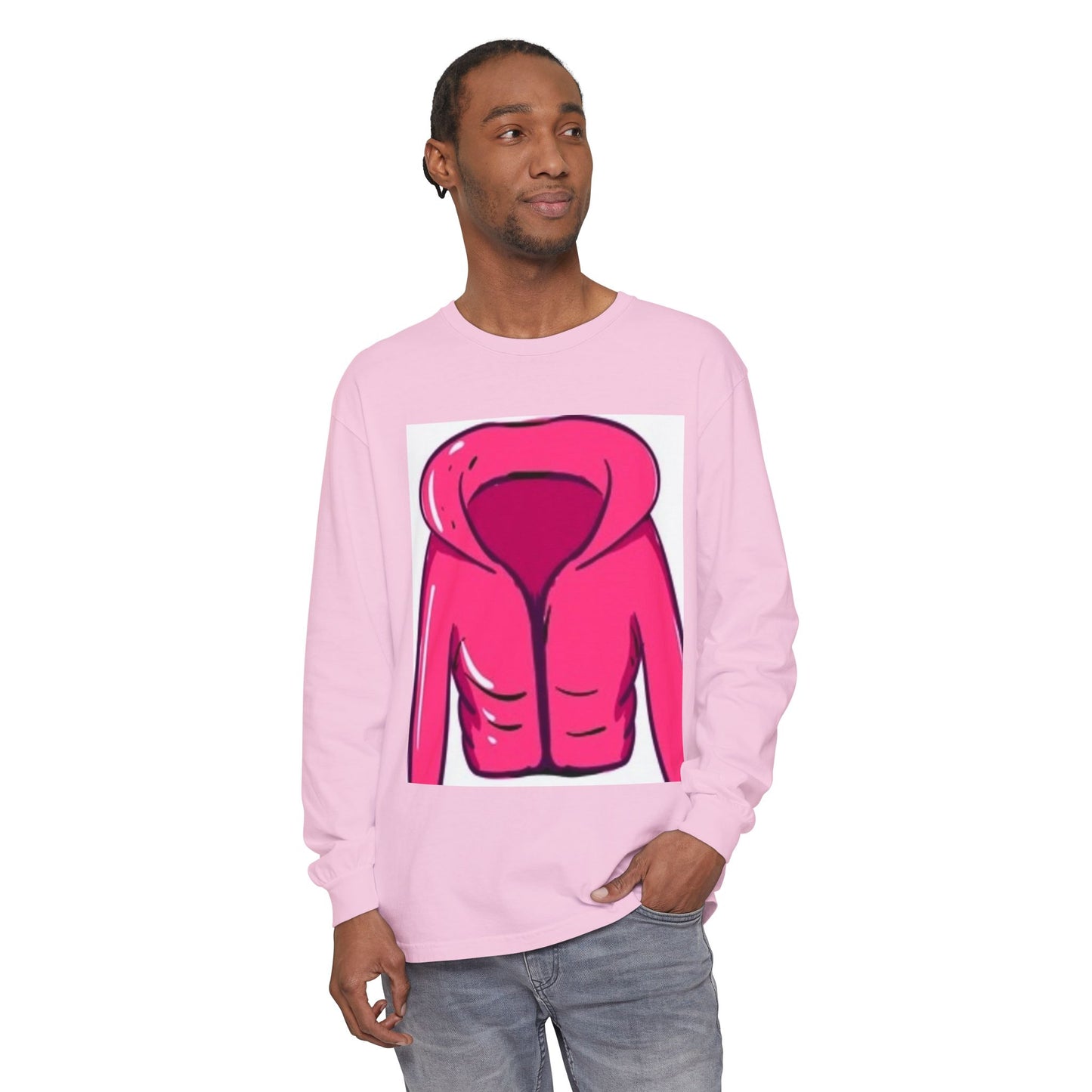 Unisex Garment-Dyed Long Sleeve T-Shirt - Cute Hoodie Print for Casual Wear