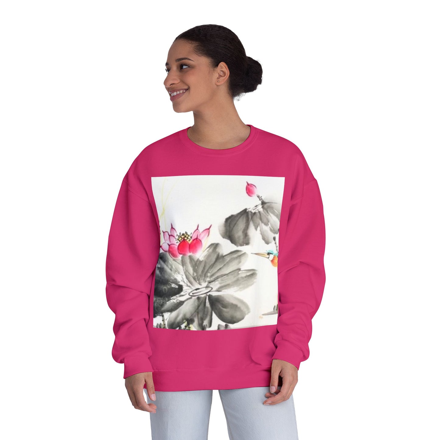 Lotus Blossom Unisex Crewneck Sweatshirt - Cozy Botanical Art Design