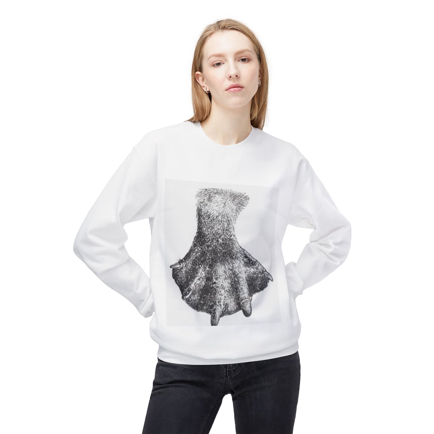 Artistic Fleece Crewneck Sweatshirt with Unique Dress Design