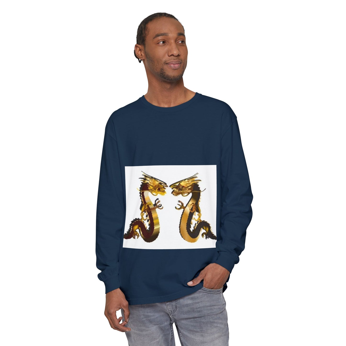 Dragon Duel Unisex Long Sleeve T-Shirt - Garment-Dyed Art Tee