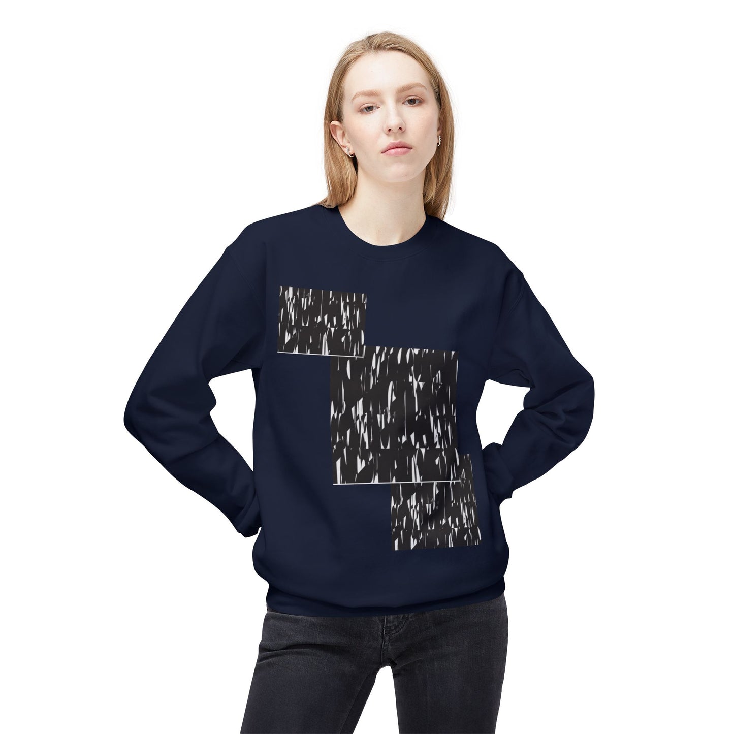 Modern Abstract Fleece Crewneck Sweatshirt - Cozy Unisex Apparel