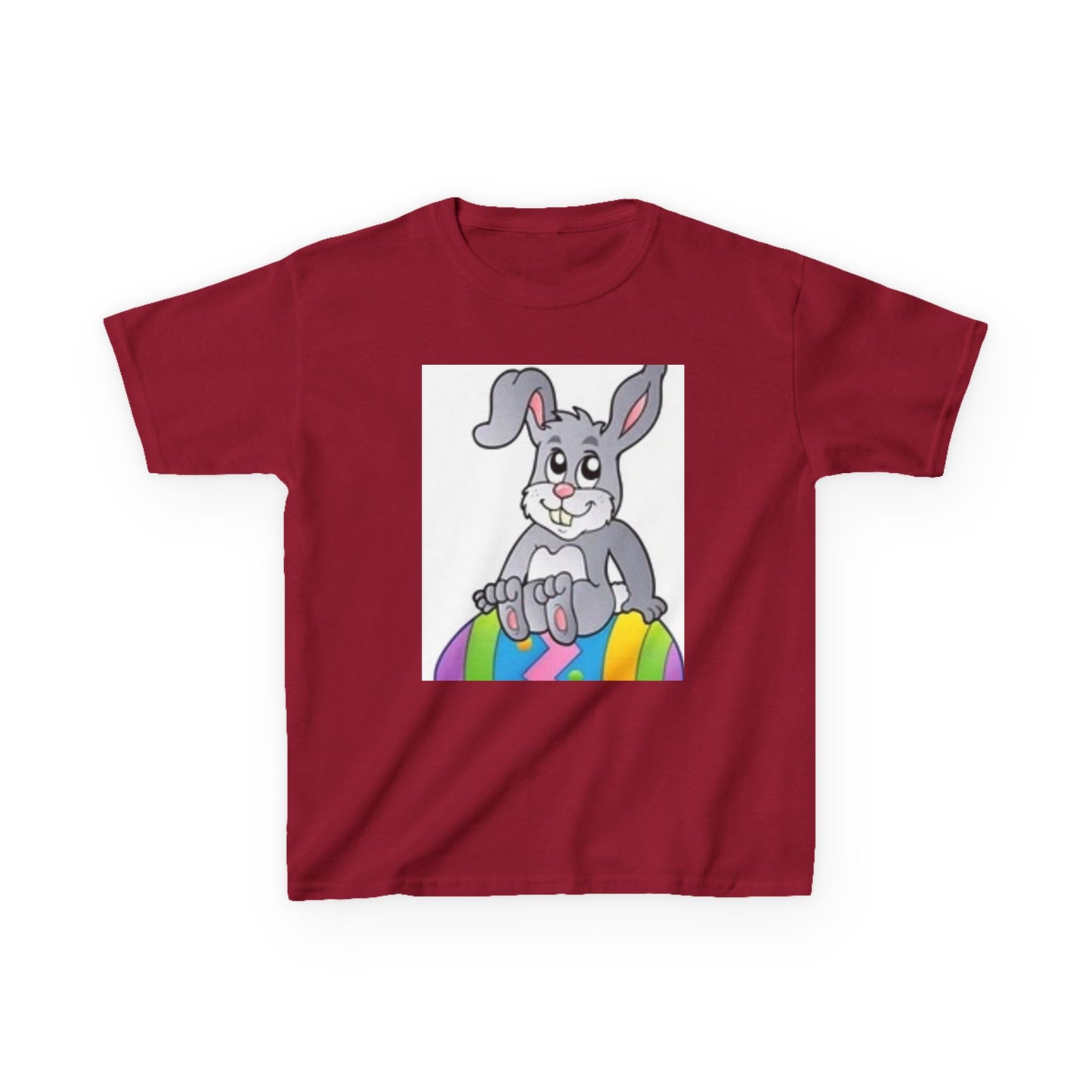 Colorful Bunny Kids Heavy Cotton Tee - Fun Spring T-Shirt for Easter Celebrations