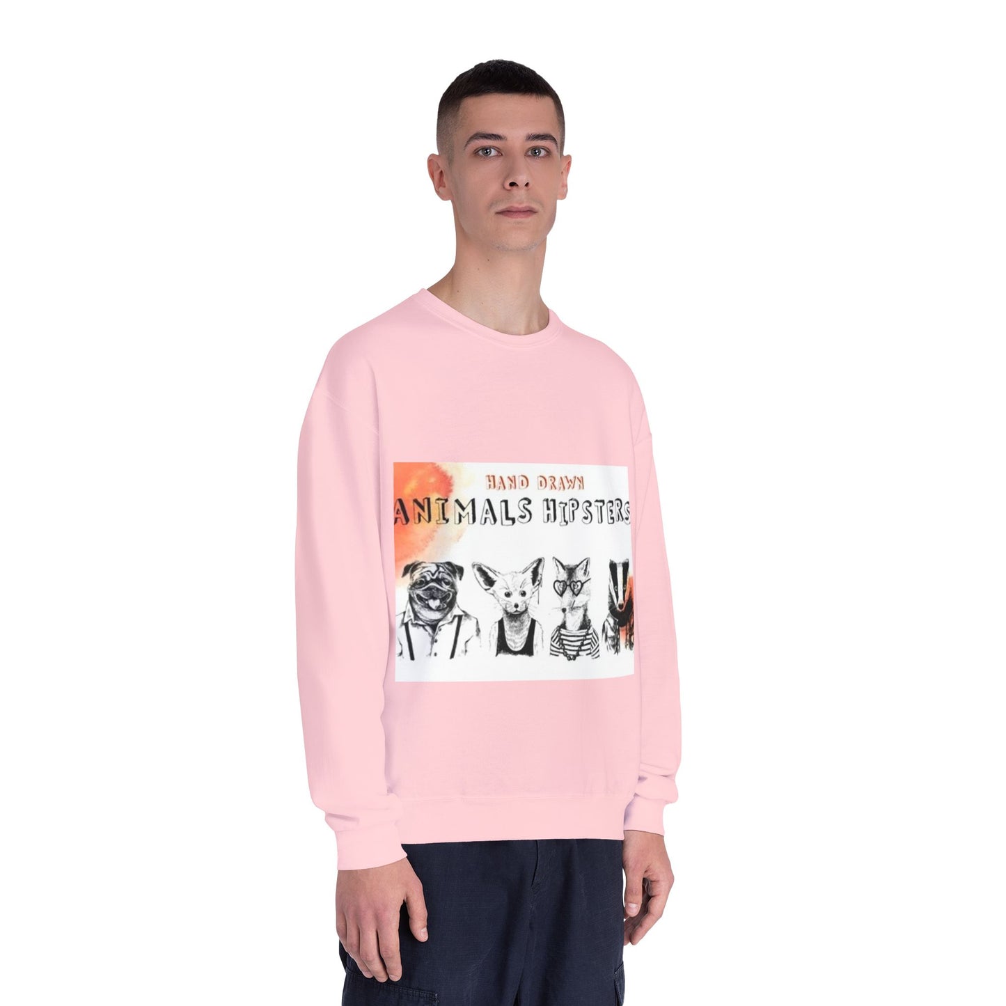 Hand Drawn Animals Hipsters Unisex Crewneck Sweatshirt