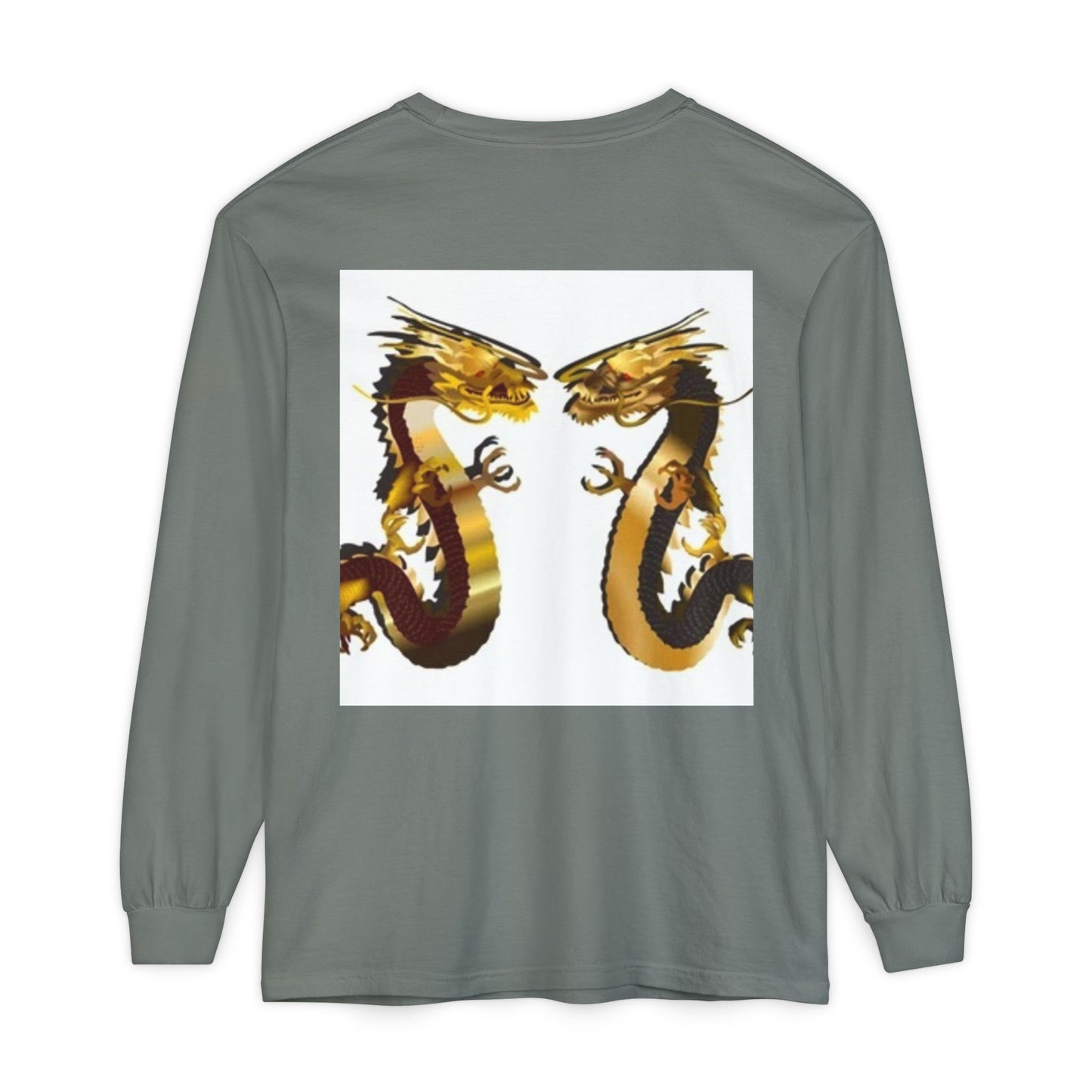 Dragon Duel Unisex Long Sleeve T-Shirt - Garment-Dyed Art Tee