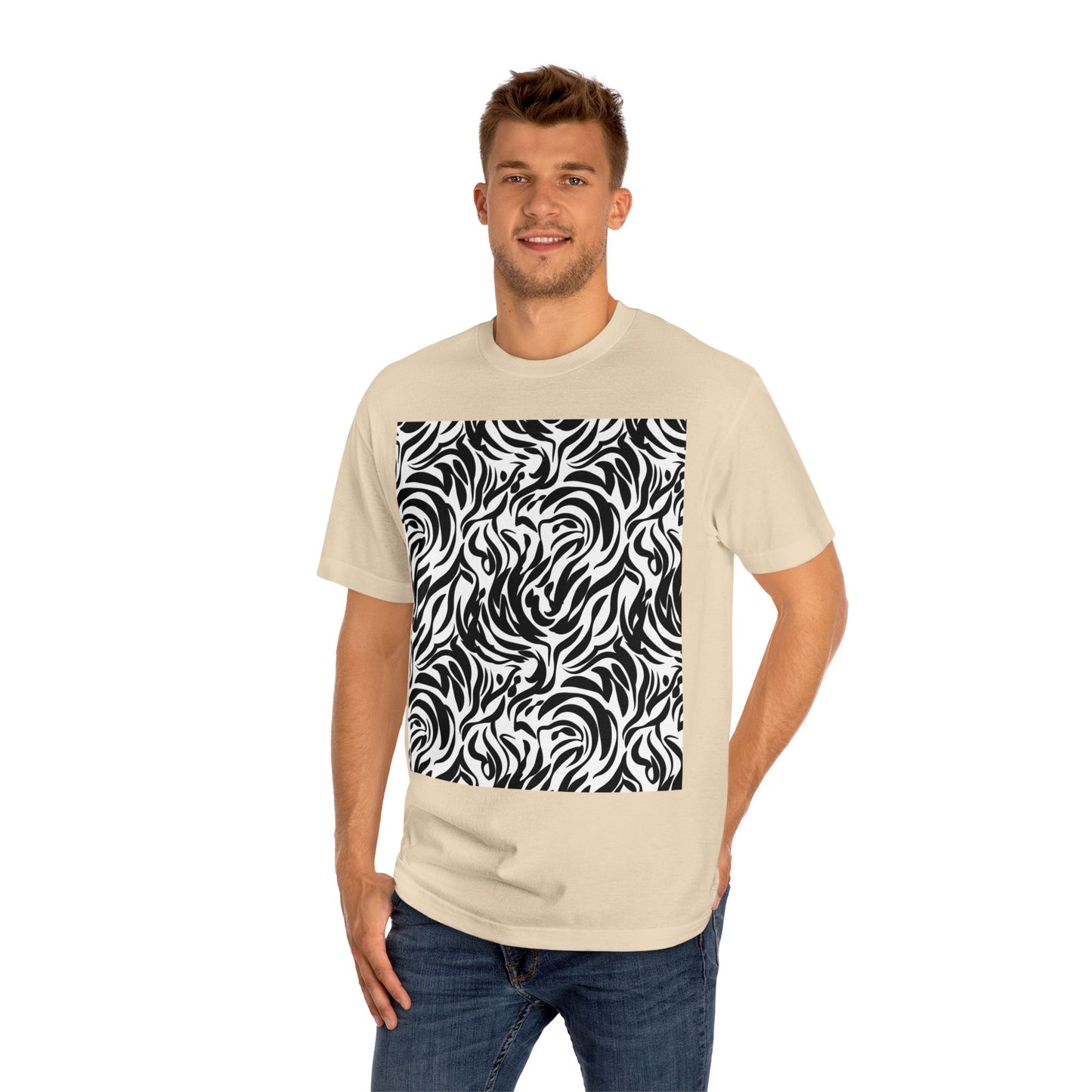 Black and White Abstract Waves Unisex Classic Tee