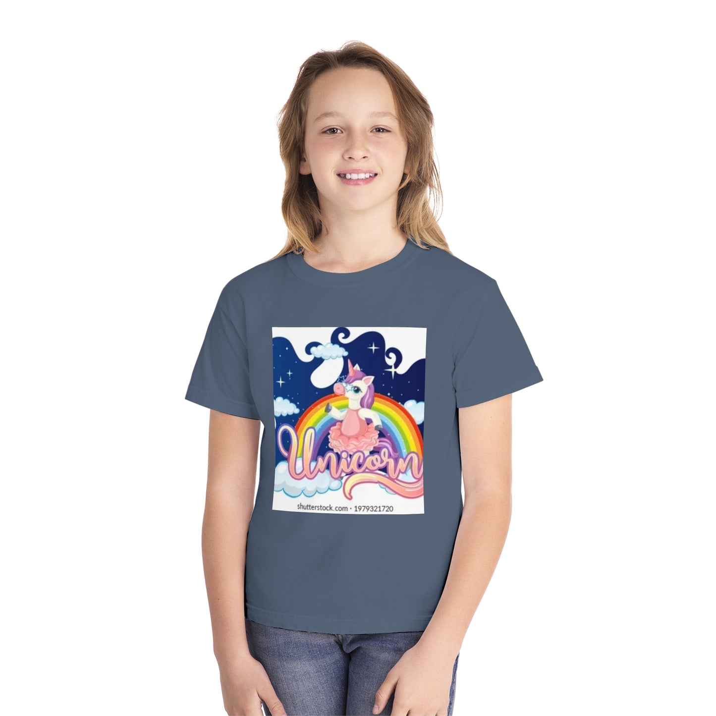 Youth Unicorn Midweight Tee - Colorful Rainbow Graphic T-Shirt