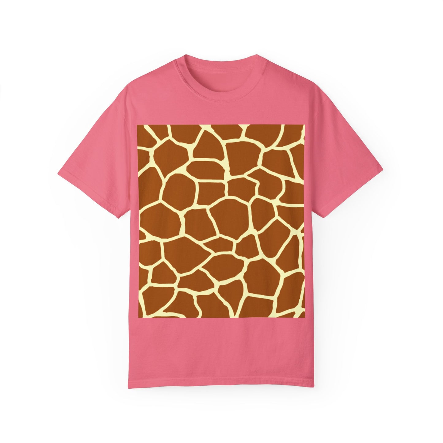 Unisex Giraffe Print Garment-Dyed T-Shirt - Animal Lover Tee