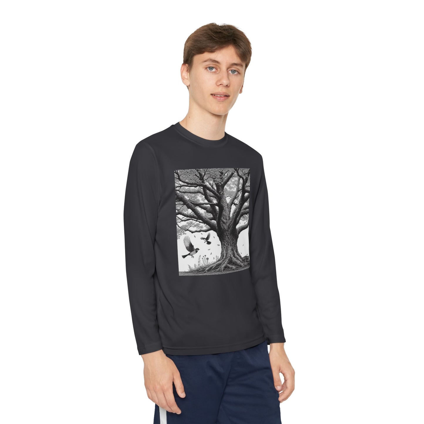 Youth Long Sleeve Tree Graphic Tee - Nature Inspired Design