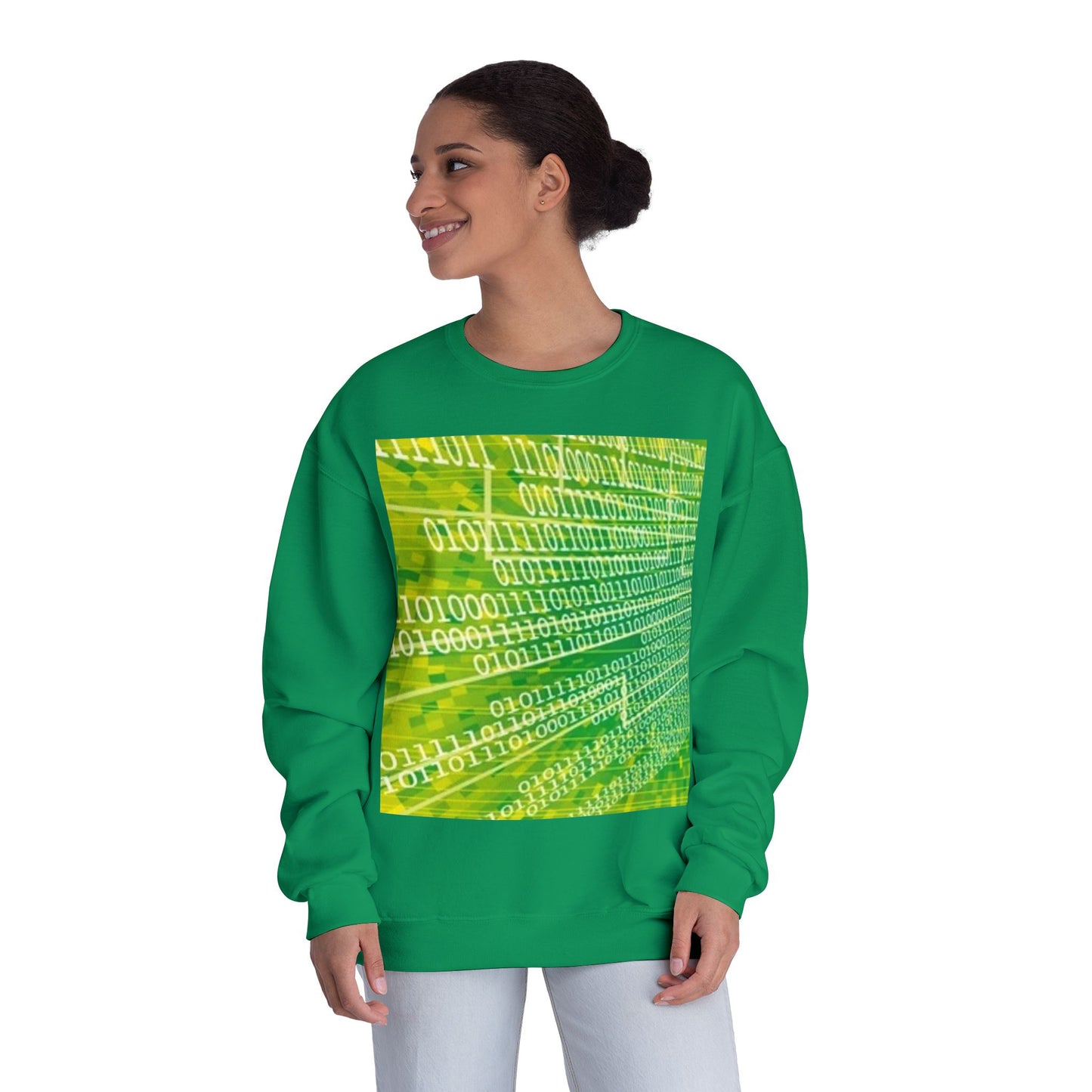 Binary Code Inspired Unisex Crewneck Sweatshirt - Tech Vibe for Cyber Enthusiasts