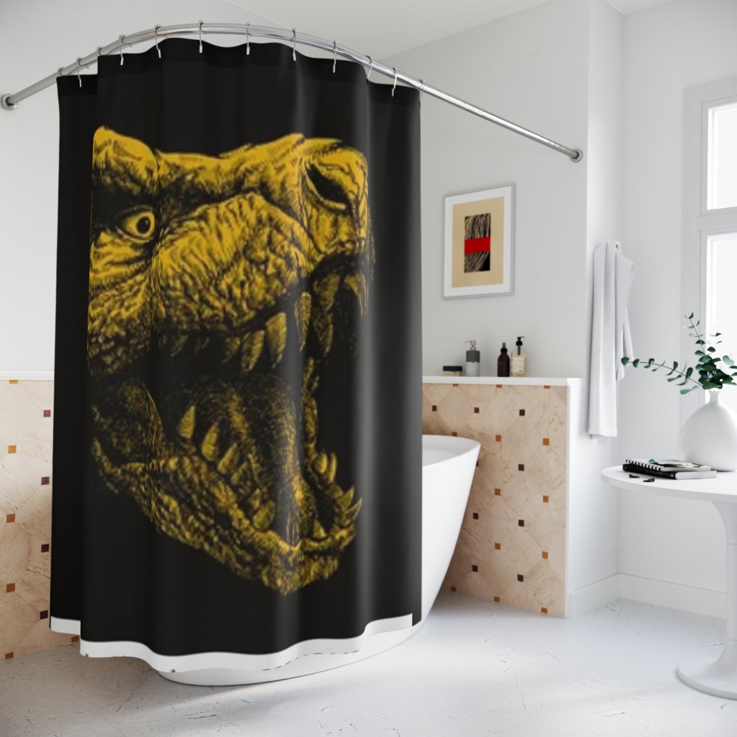 Dinosaur Shower Curtain - Bold T-Rex Design for a Unique Bathroom Decor
