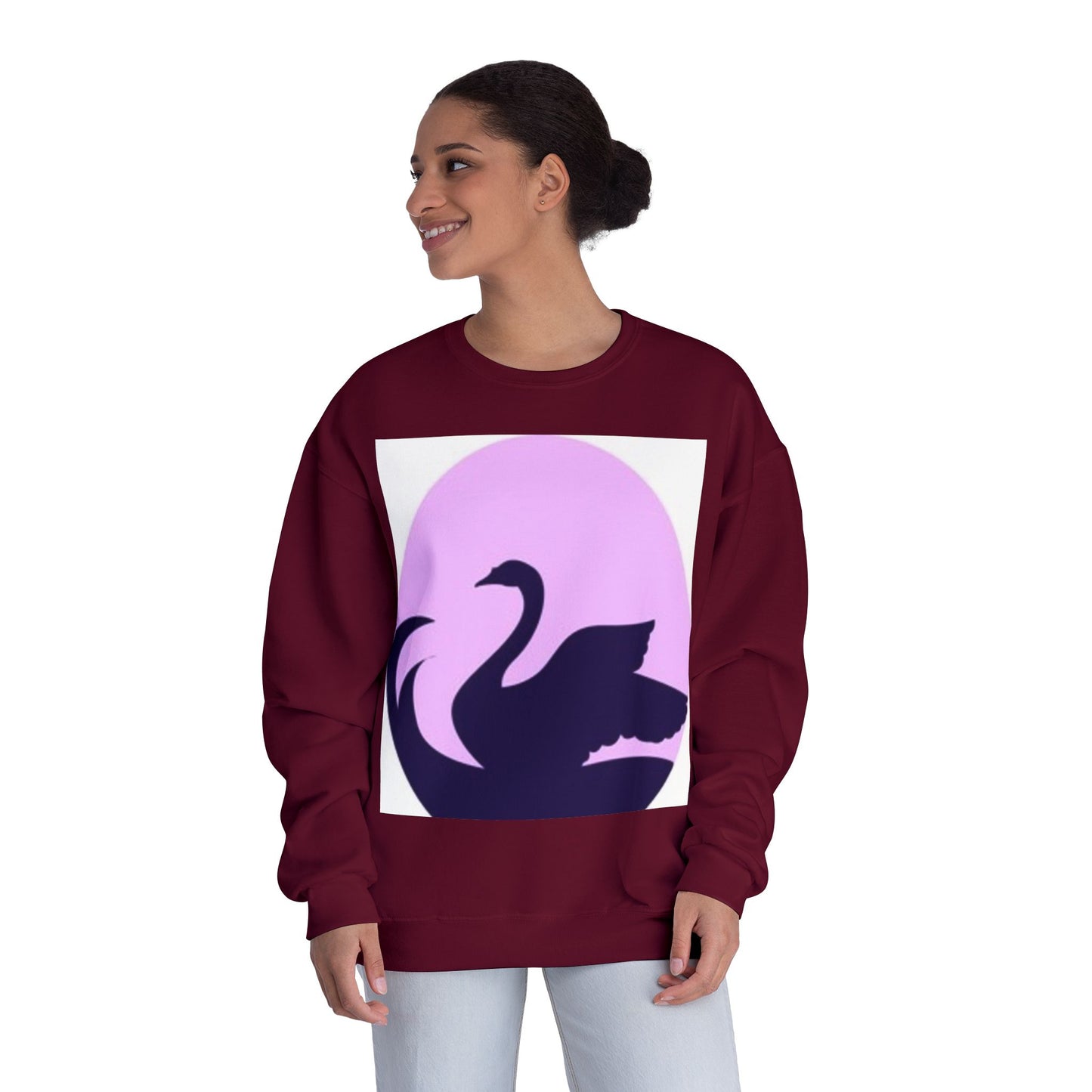 Elegant Swan Silhouette Unisex Crewneck Sweatshirt - Cozy Spring Fashion