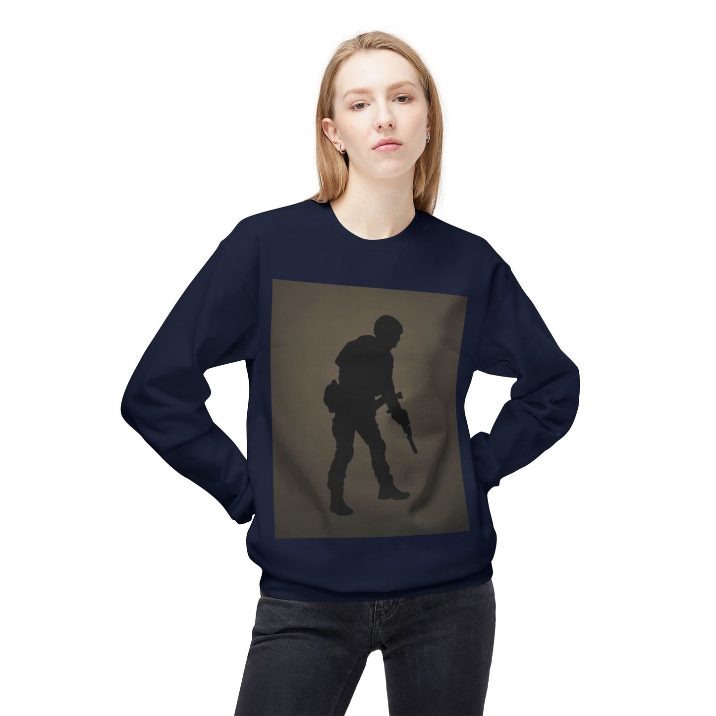 Military Silhouette Crewneck Sweatshirt - Unisex Midweight Fleece