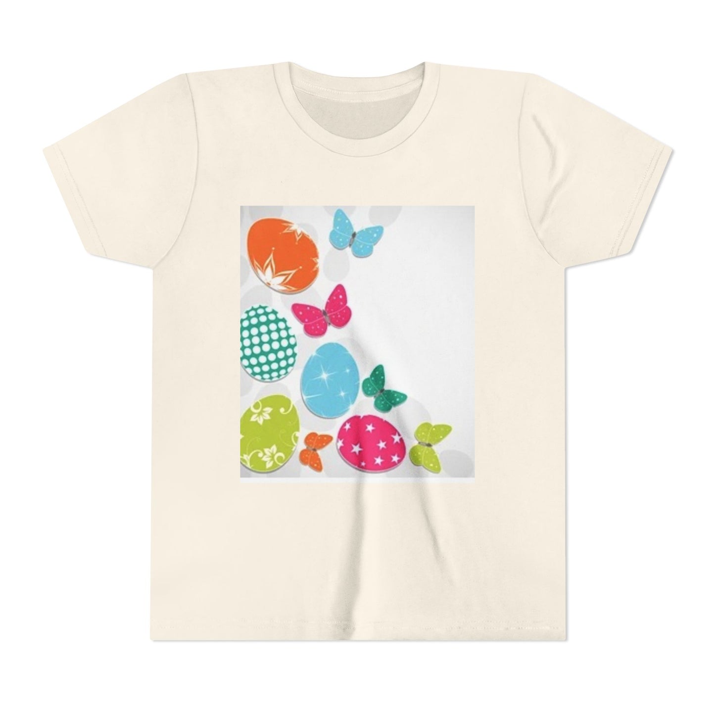 Colorful Butterfly and Egg Youth Tee - Perfect for Spring Celebrations