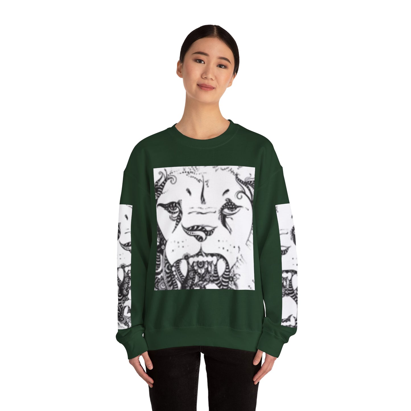 Wild Spirit Lion Graphic Crewneck Sweatshirt | Unisex Heavy Blend