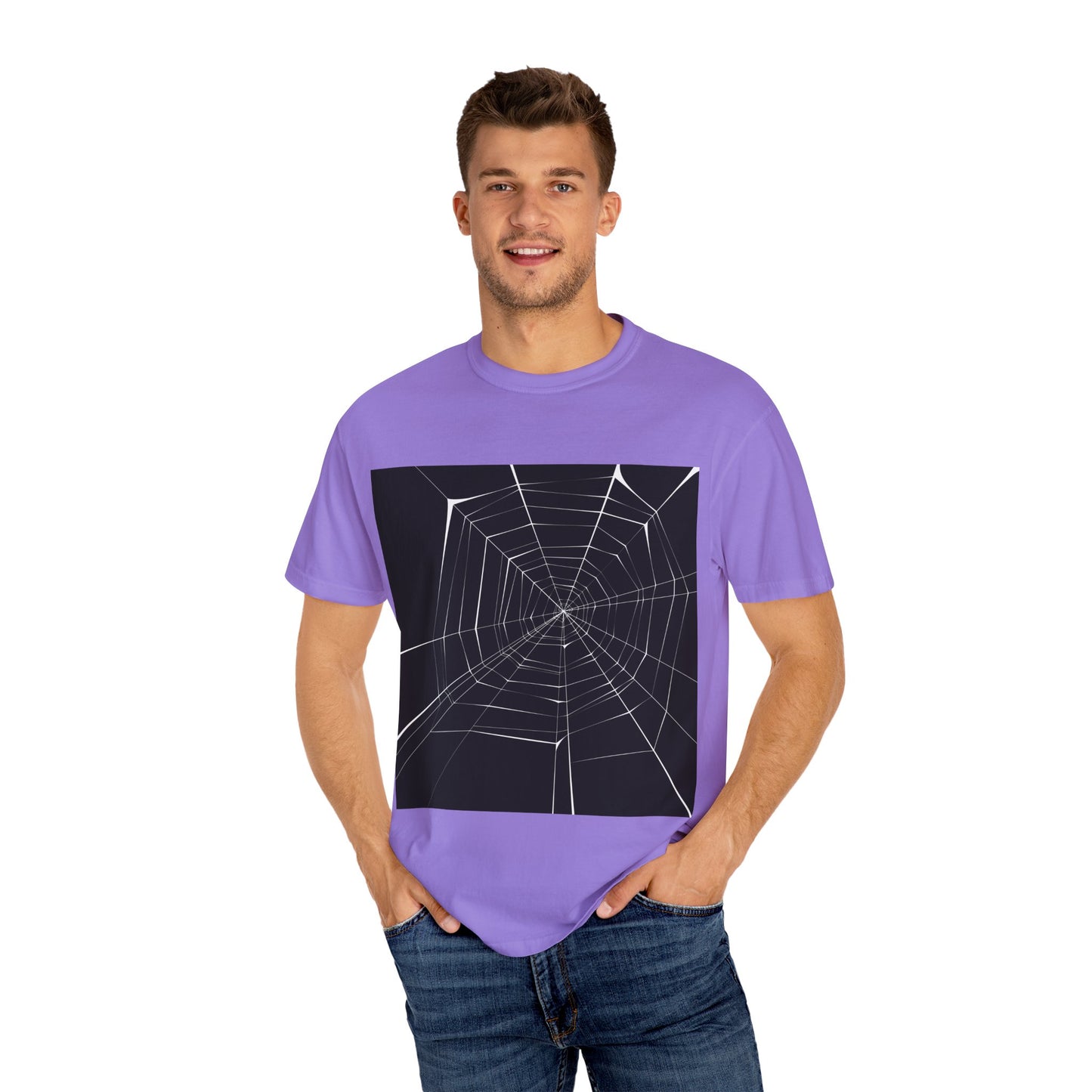 Spooky Spider Web Unisex Garment-Dyed T-Shirt