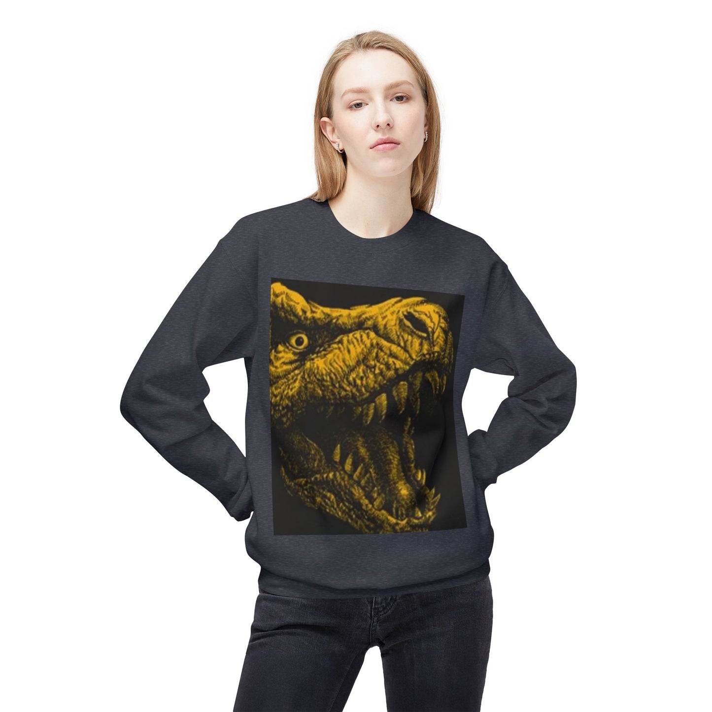 Unisex Dinosaur Graphic Sweatshirt - Cozy Midweight Crewneck
