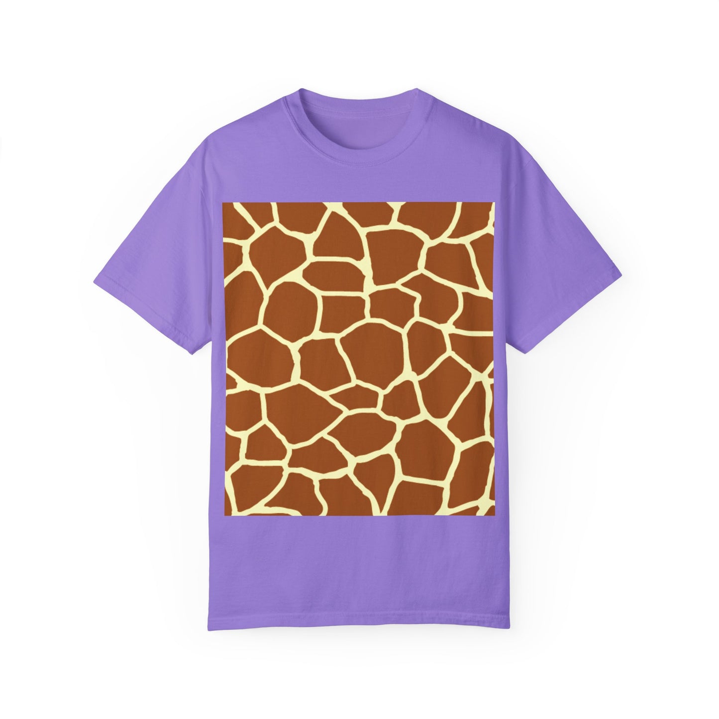 Unisex Giraffe Print Garment-Dyed T-Shirt - Animal Lover Tee