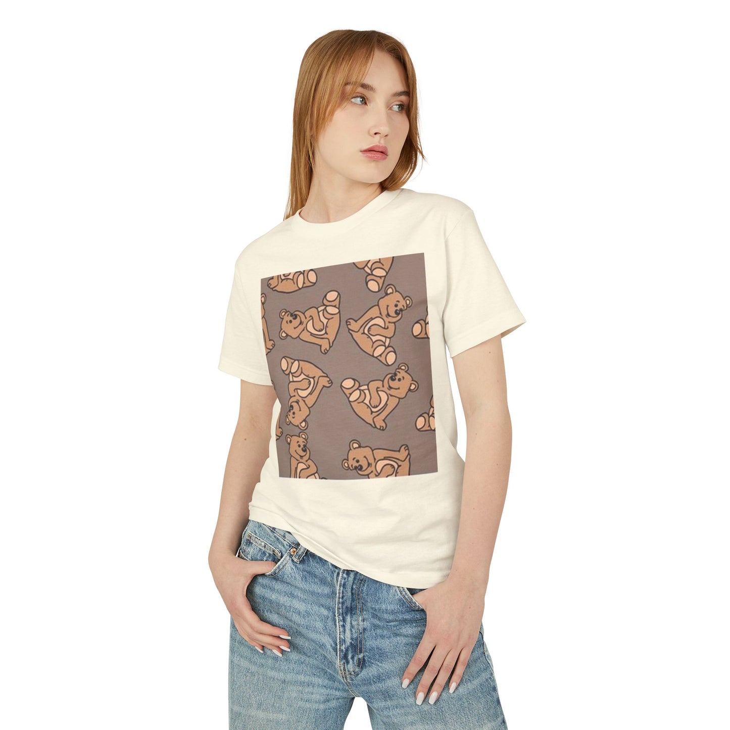 Cute Bear Print Unisex Heavyweight Tee - Perfect for Gifts & Casual Outfits