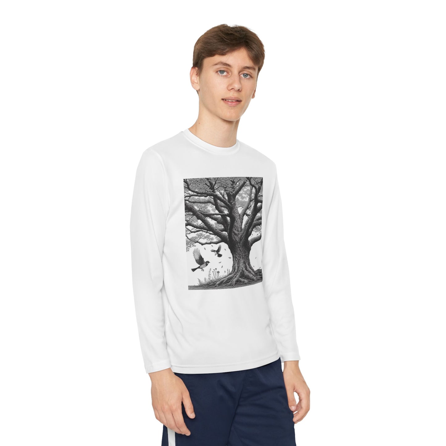 Youth Long Sleeve Tree Graphic Tee - Nature Inspired Design