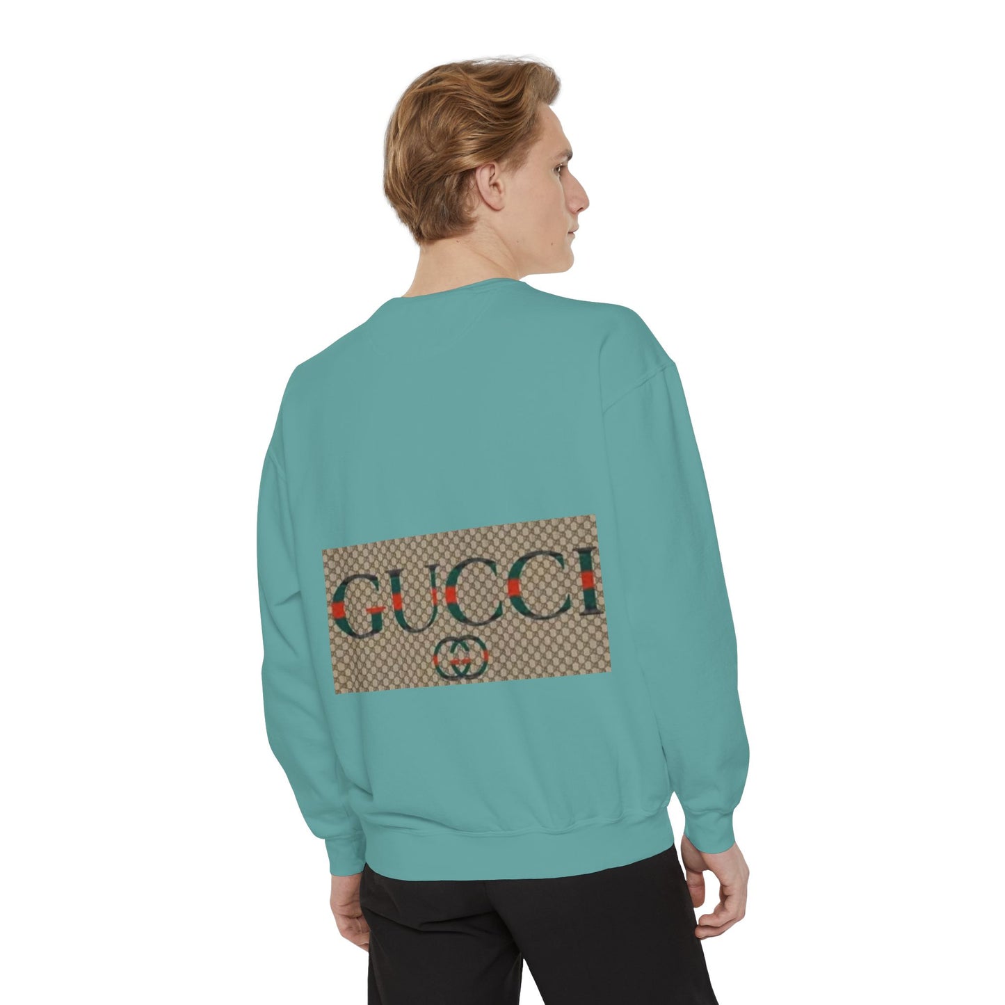 Fashionable Unisex Garment-Dyed Sweatshirt with GUCCI Design
