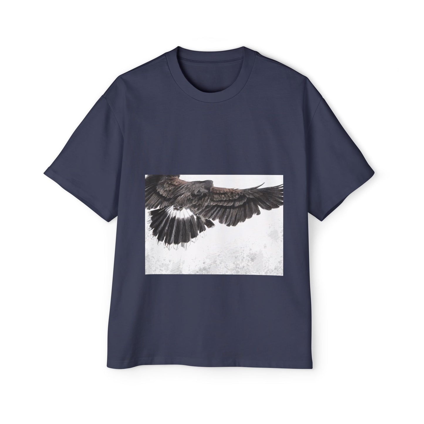 Men's Heavy Oversized Tee - Bold Eagle and Skull Print