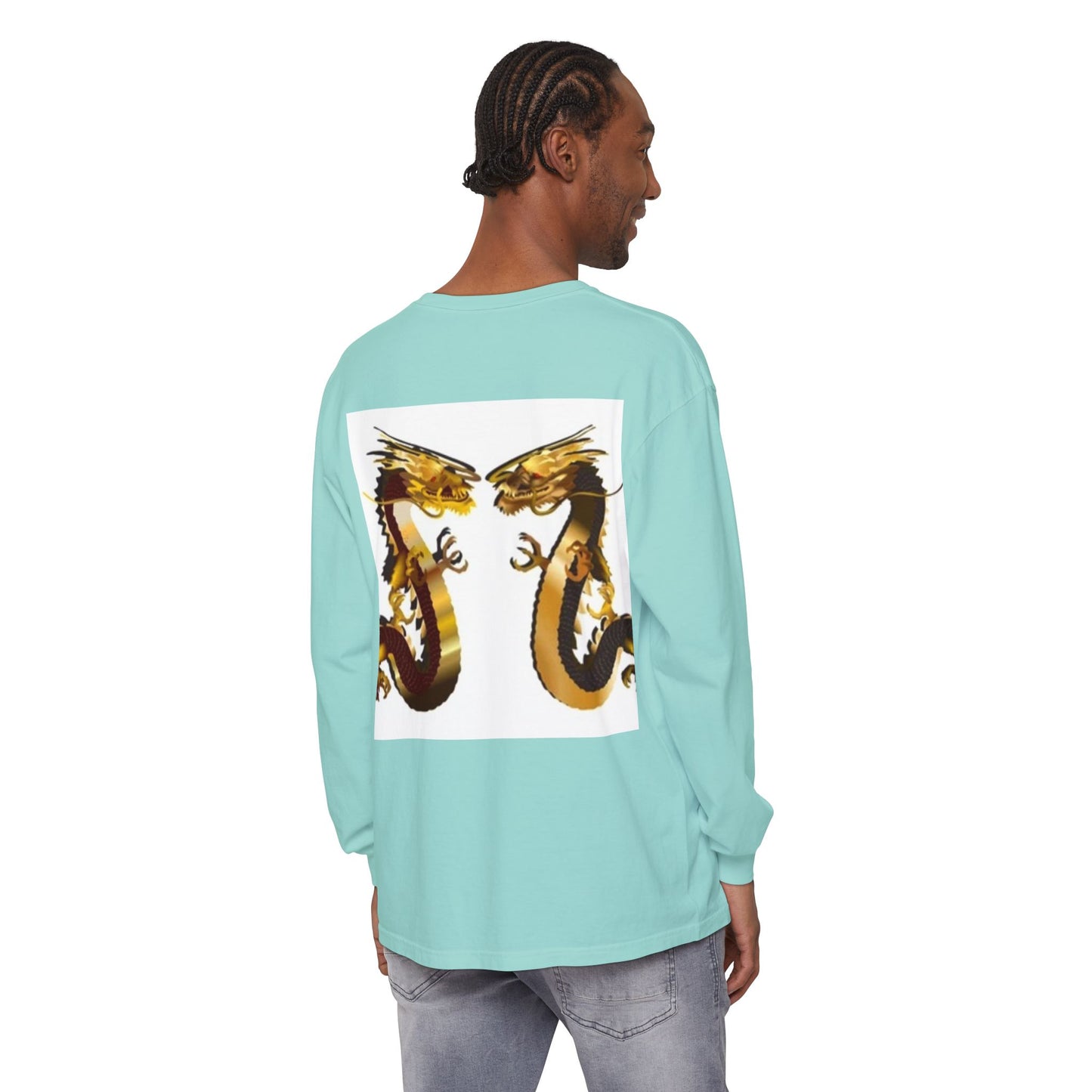 Dragon Duel Unisex Long Sleeve T-Shirt - Garment-Dyed Art Tee