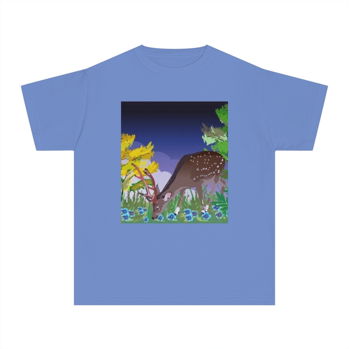 Youth Midweight Tee – Serene Deer in Nature Design