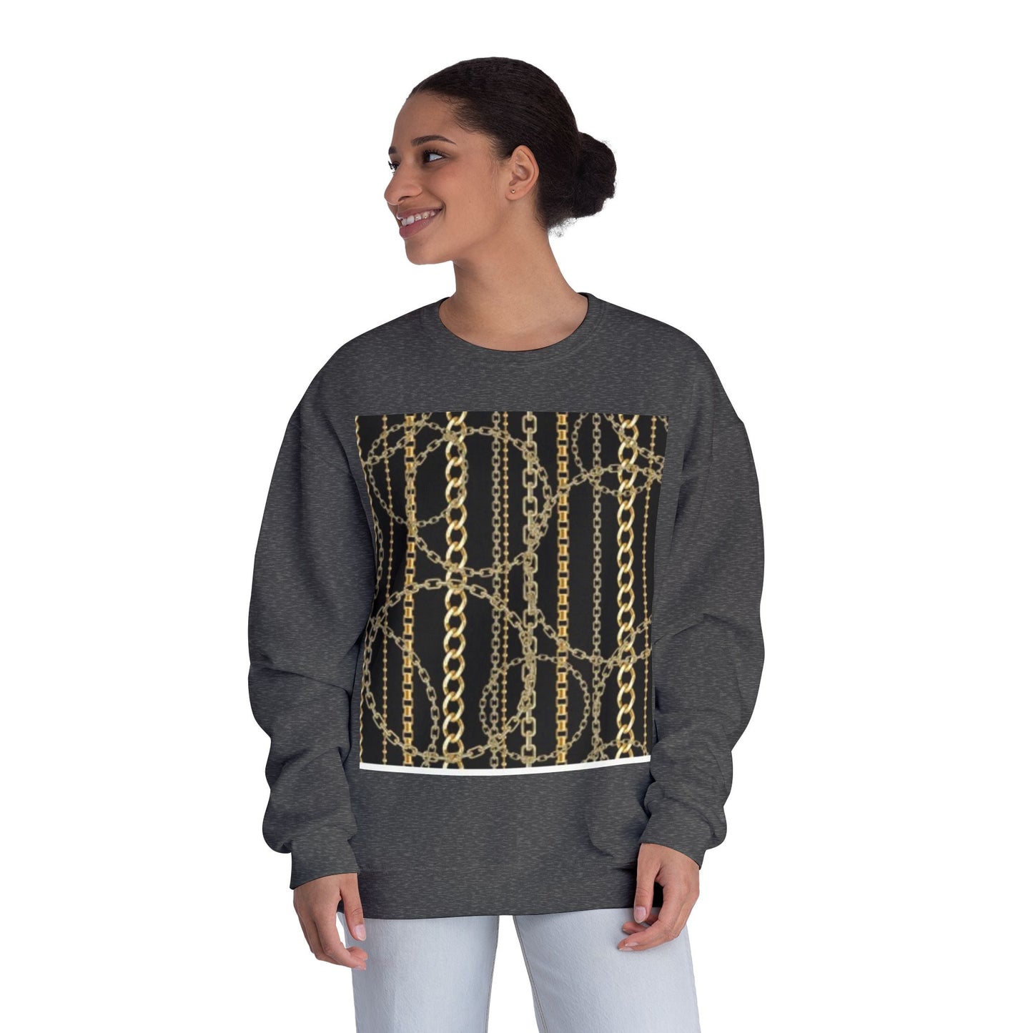 Chic Chain Pattern Unisex Crewneck Sweatshirt - Fashionable & Comfortable