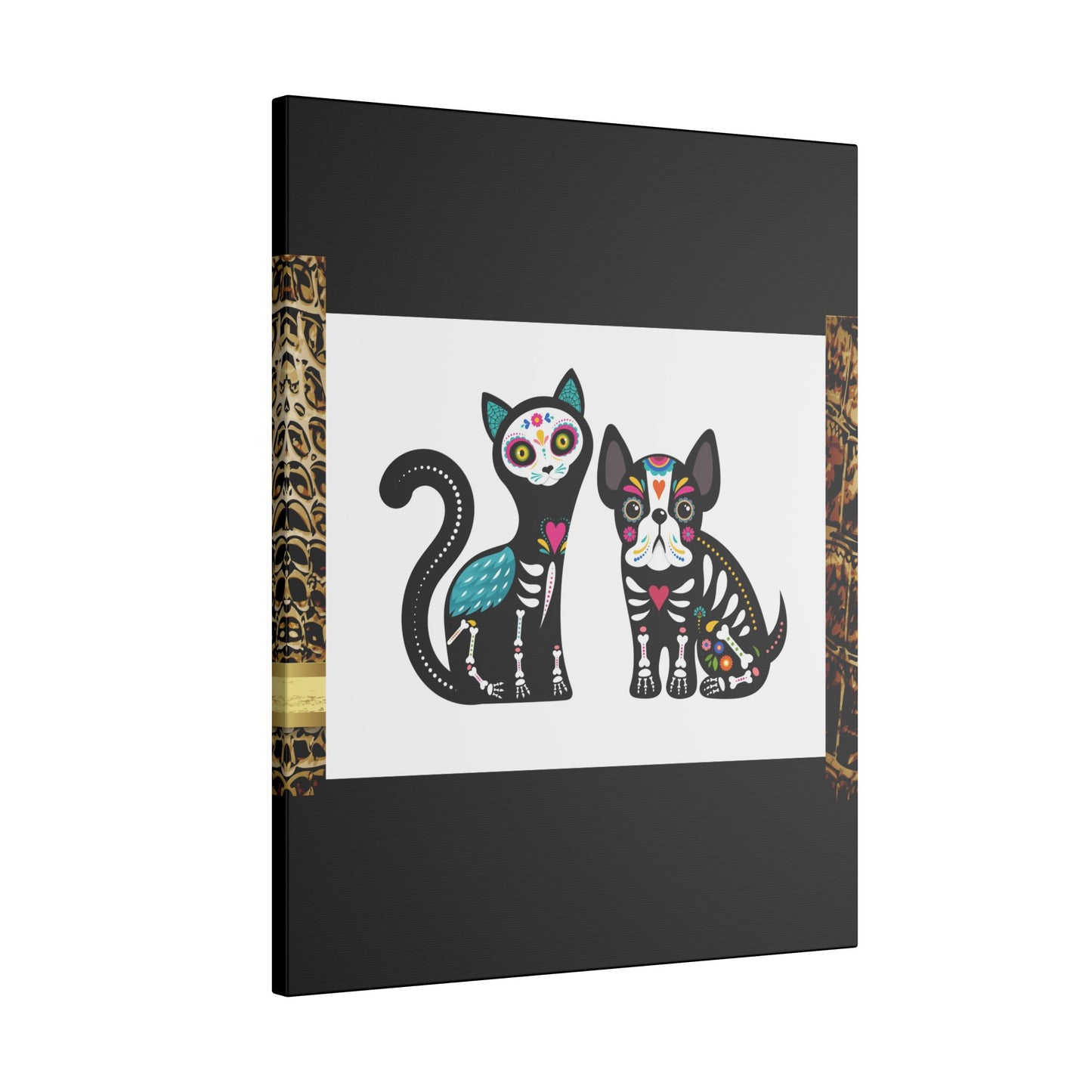 Day of the Dead Pet Canvas Art - Colorful Cat and Dog Wall Decor