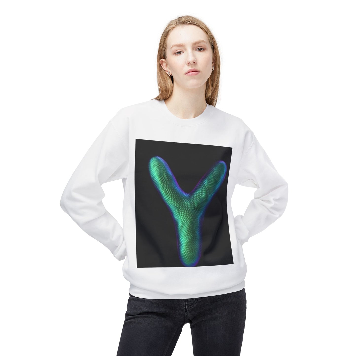 Unisex Y Graphic Fleece Crewneck Sweatshirt - Cozy Modern Style