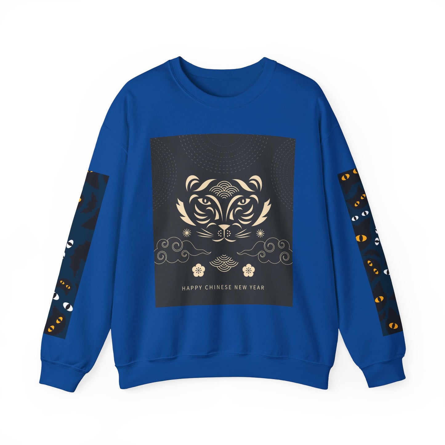 Halloween-Themed Unisex Crewneck Sweatshirt with Spooky Eyes and Bird Design