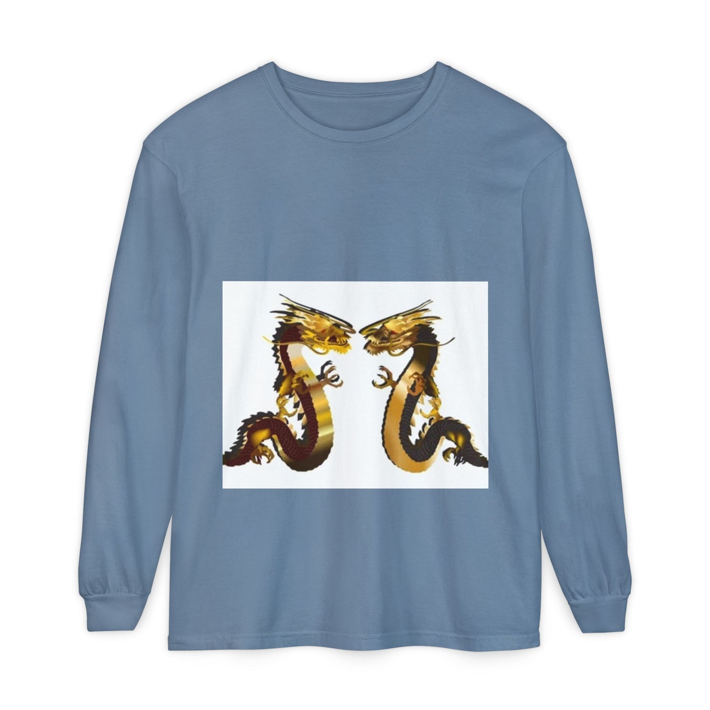 Dragon Duel Unisex Long Sleeve T-Shirt - Garment-Dyed Art Tee