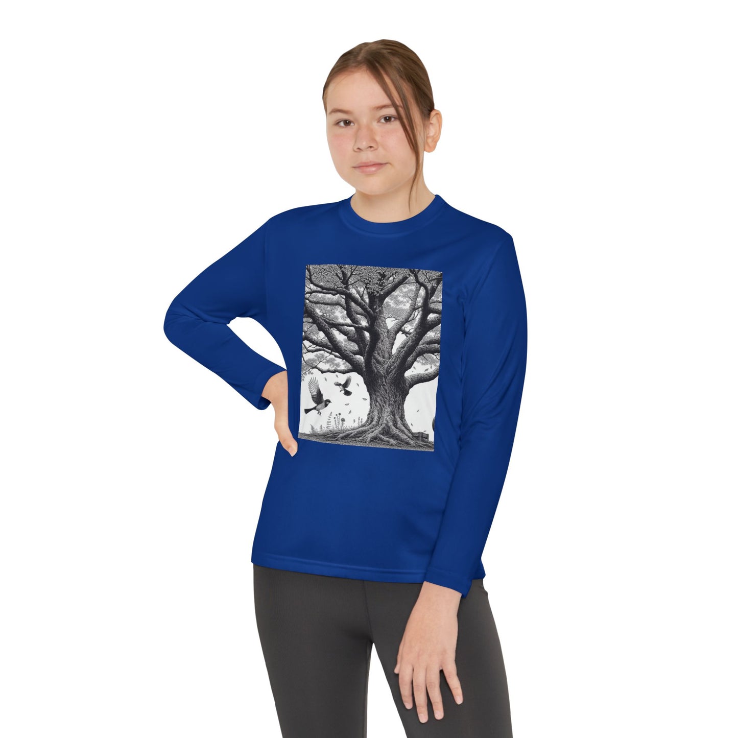 Youth Long Sleeve Tree Graphic Tee - Nature Inspired Design