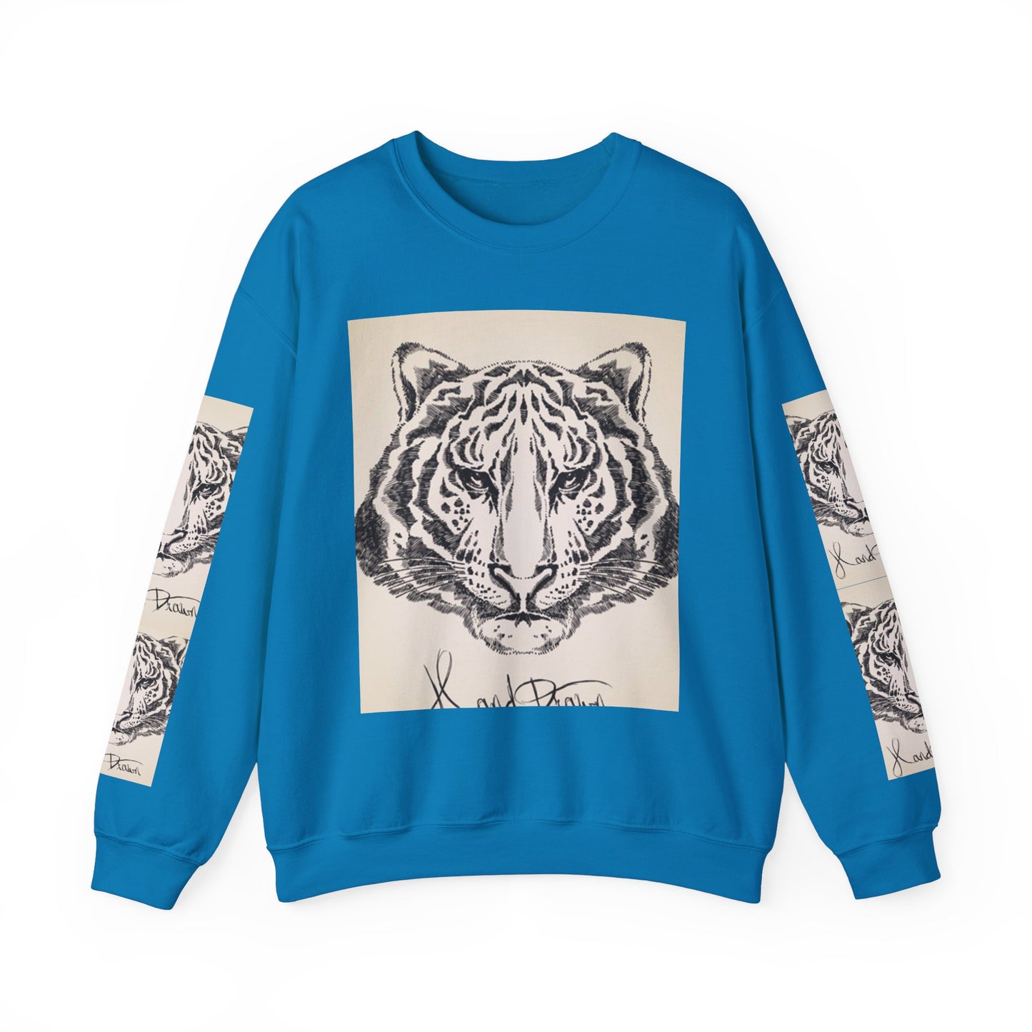 Artistic Tiger Print Crewneck Sweatshirt – Unisex Heavy Blend