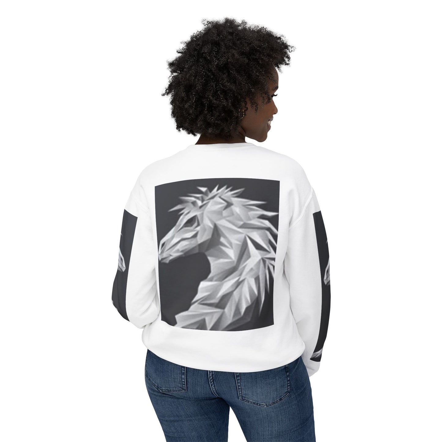 Unisex Lightweight Crewneck Sweatshirt - Stylish Geometric Horse Design