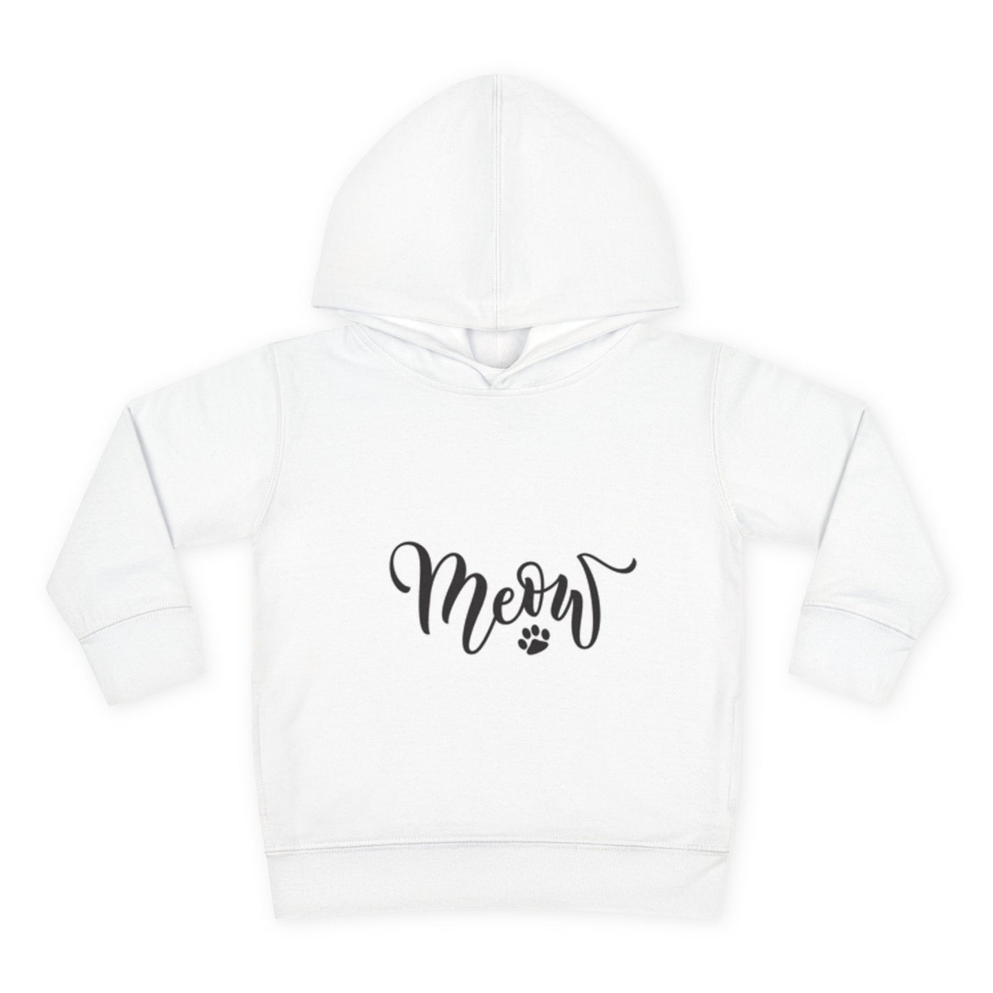 Cute Toddler Pullover Fleece Hoodie - 'Meow' Cat Design
