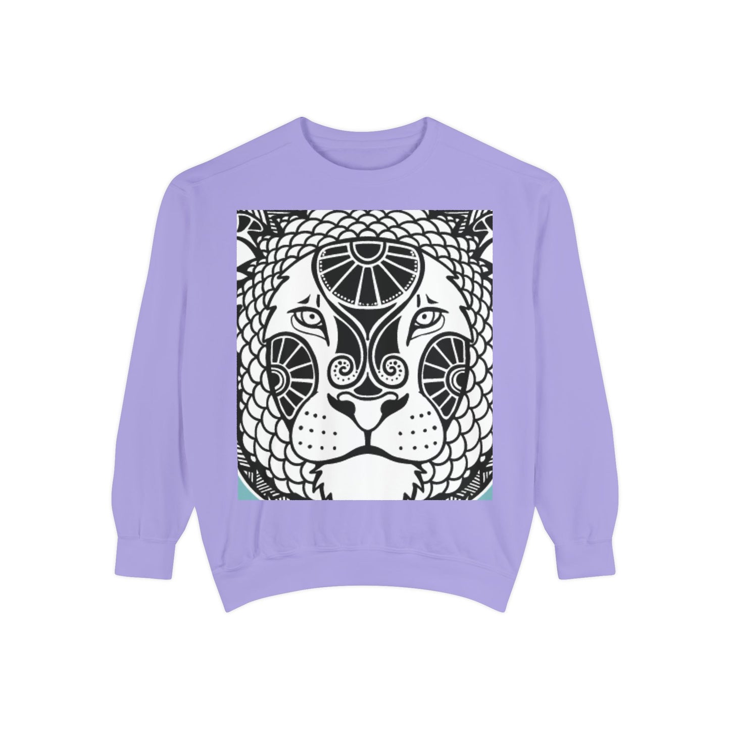Bohemian Lion Unisex Garment-Dyed Sweatshirt - Cozy & Stylish Animal Graphic Tee for Nature Lovers
