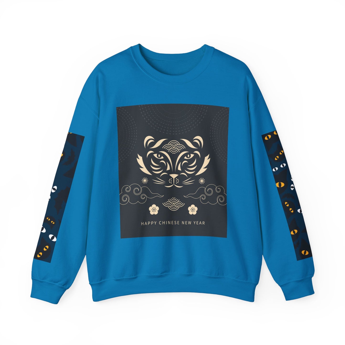 Halloween-Themed Unisex Crewneck Sweatshirt with Spooky Eyes and Bird Design