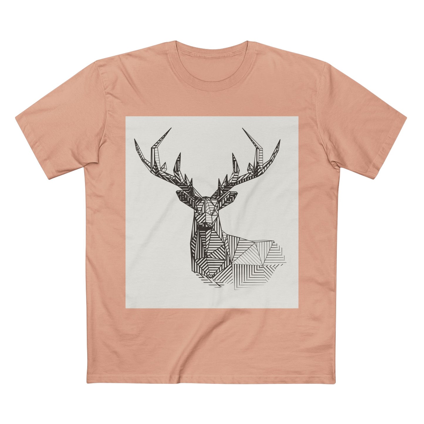 Geometric Deer & Spider Web Adult Staple Tee - Nature-Inspired Graphic T-Shirt for Outdoor Enthusiasts