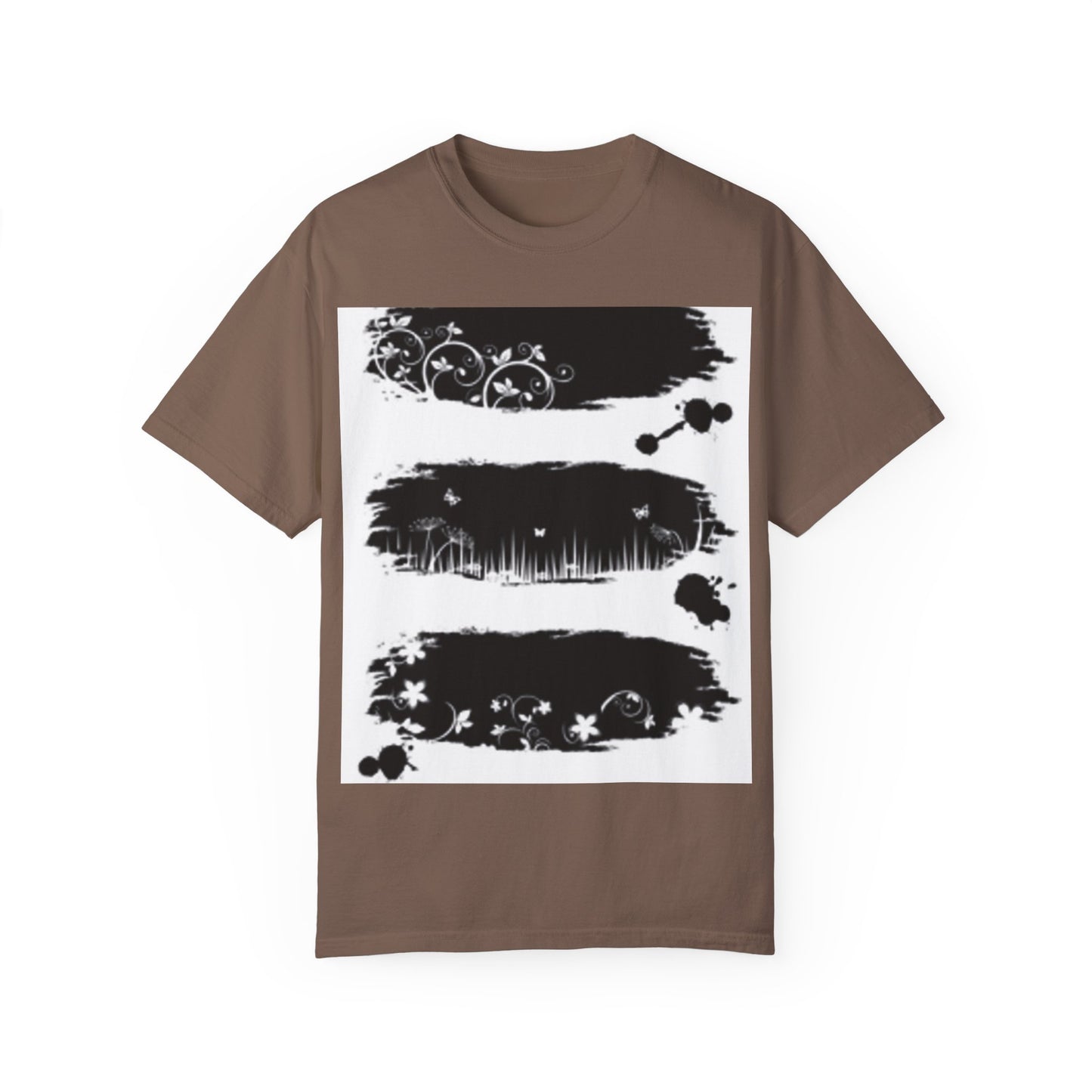 Artistic Unisex Garment-Dyed T-Shirt with Floral Design