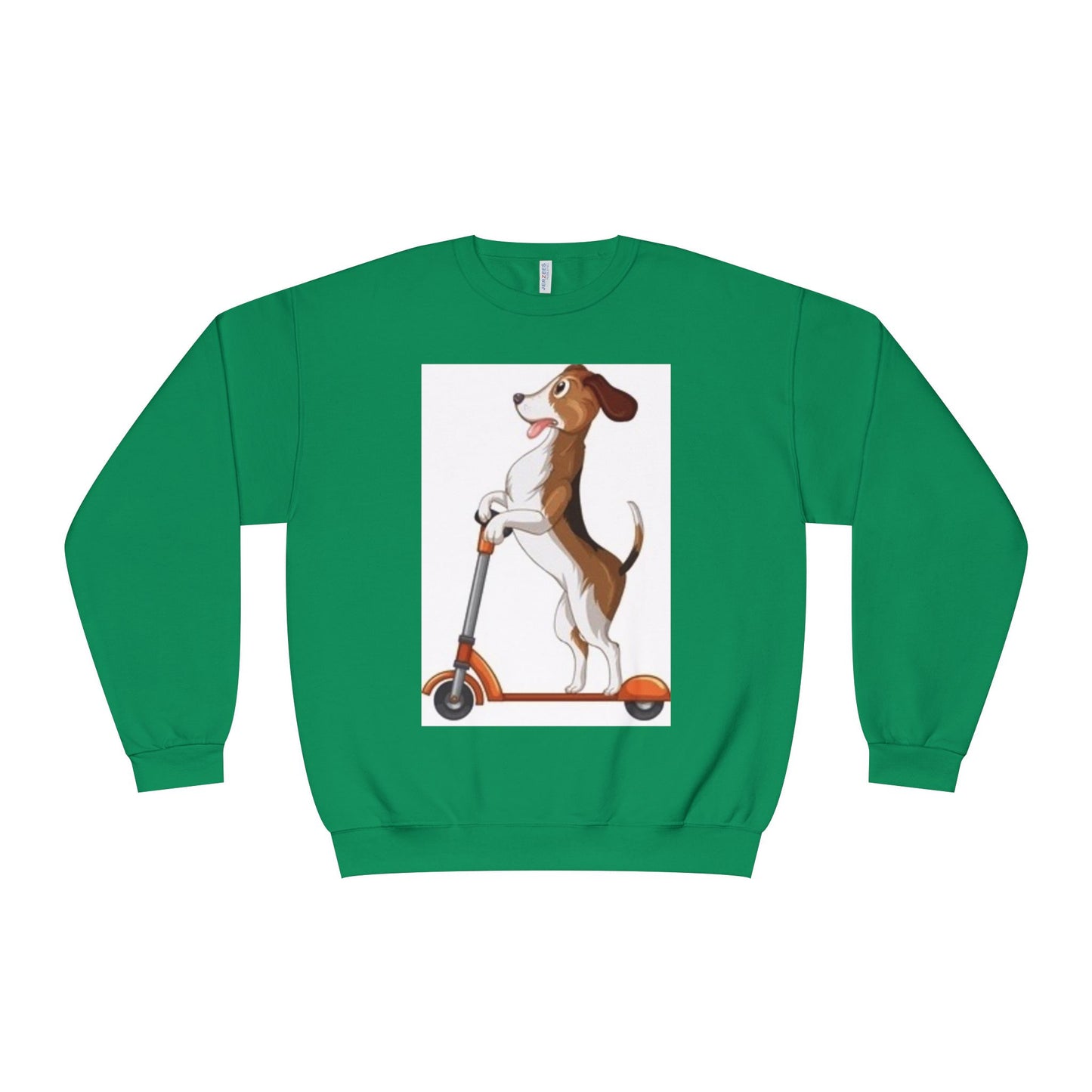 Dog Lover Crewneck Sweatshirt - Fun Beagle on Scooter Design