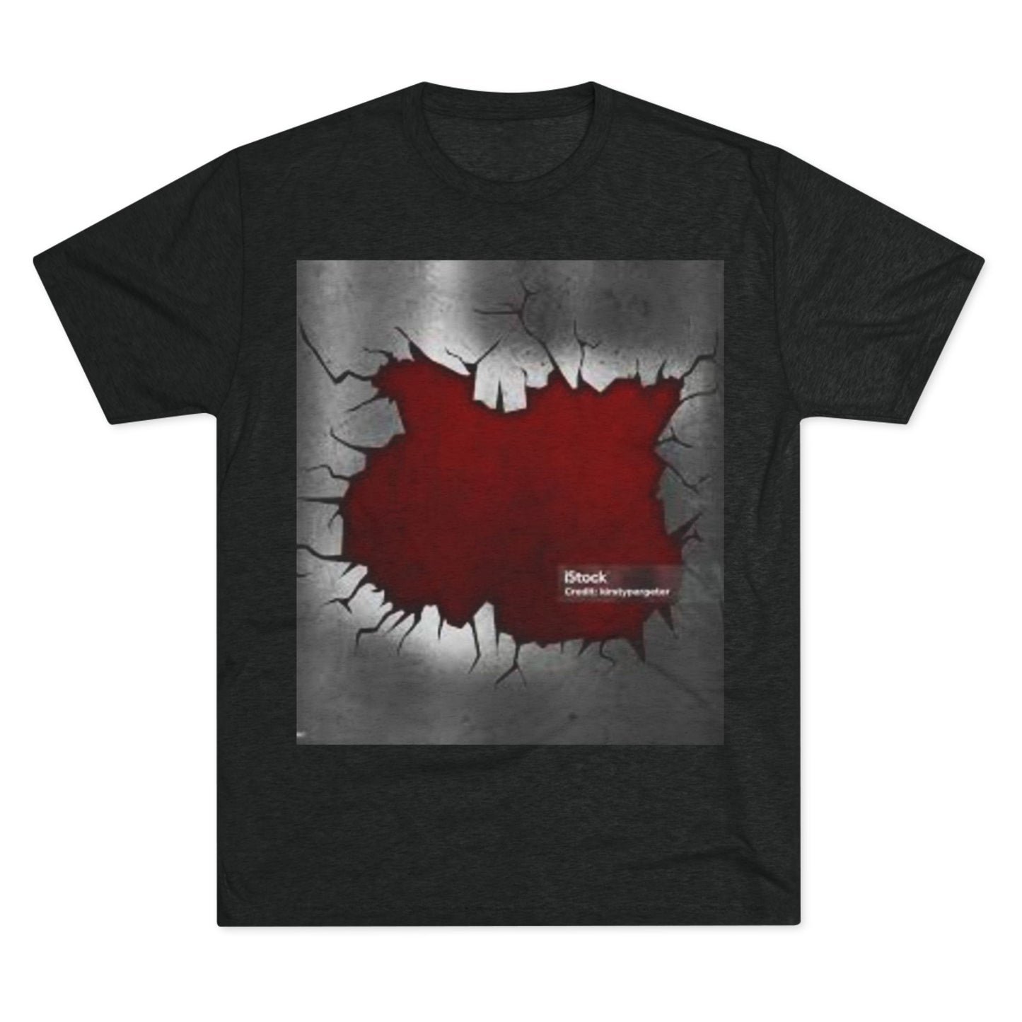 Bold Graphic Unisex Tri-Blend Crew Tee - Edgy Cracked Wall Design